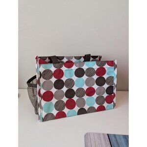 Thirty-One All in Organizer Colorful Polka Dot Tote Bag Dual Handles